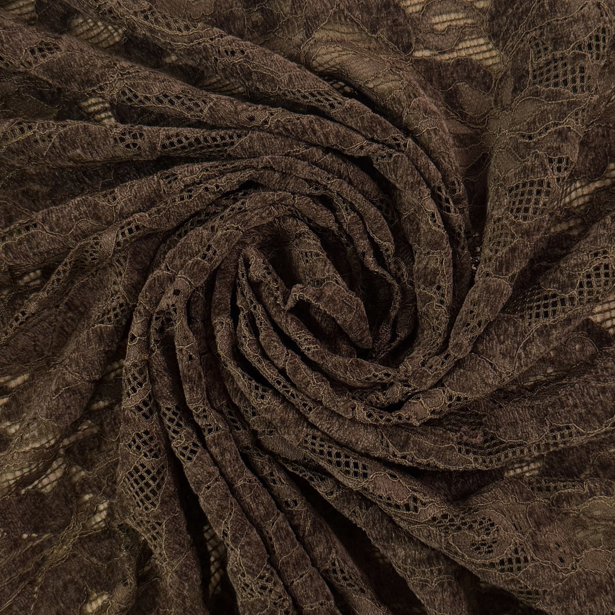 Stretch Chenille Lace - Chocolate Brown