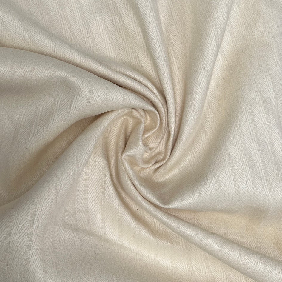 Heavier Cotton Herringbone Twill - Ivory  - Deadstock