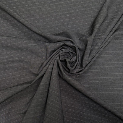 Viscose Striped Twill Suiting  - Charcoal - Deadstock Fabric