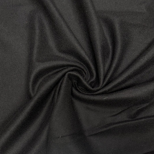 Wool / Poly Coating Fabric - Black - Deadstock Fabric