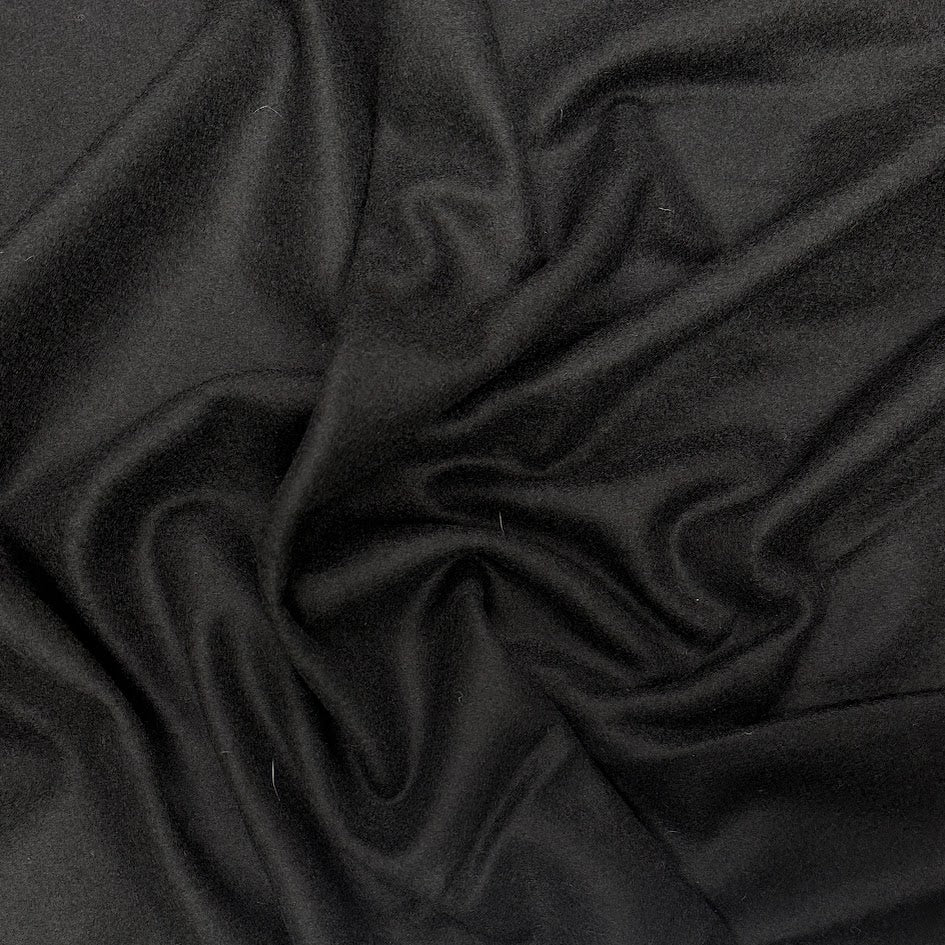 Wool / Poly Coating Fabric - Black - Deadstock Fabric