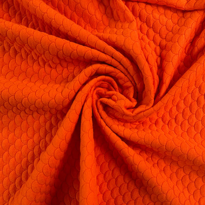 Cotton Quilted Knit Fabric - Bright Orange - Deadstock