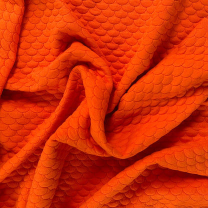 Cotton Quilted Knit Fabric - Bright Orange - Deadstock