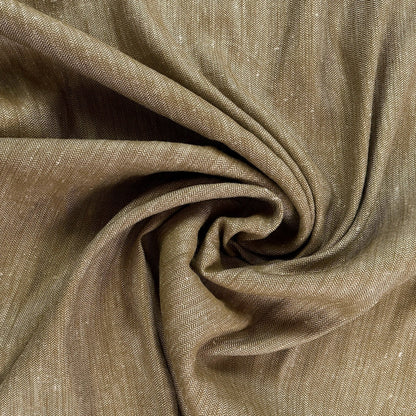35" Remnant - Yarn Dyed Cotton Herringbone Twill - Golden Brown & Ivory - Deadstock