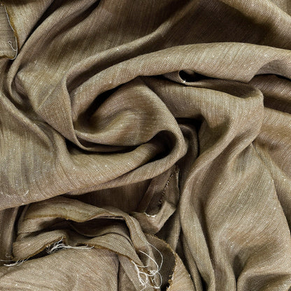 35" Remnant - Yarn Dyed Cotton Herringbone Twill - Golden Brown & Ivory - Deadstock