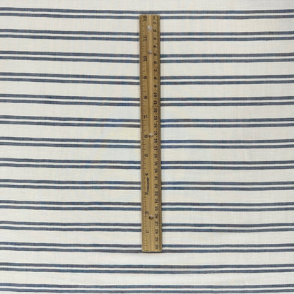 Stripes - White & Navy  - Yarn Dyed Linen Blend