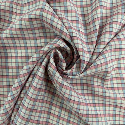 Yarn Dyed European Linen Plaid - Pink, Blue & White Check - 62"