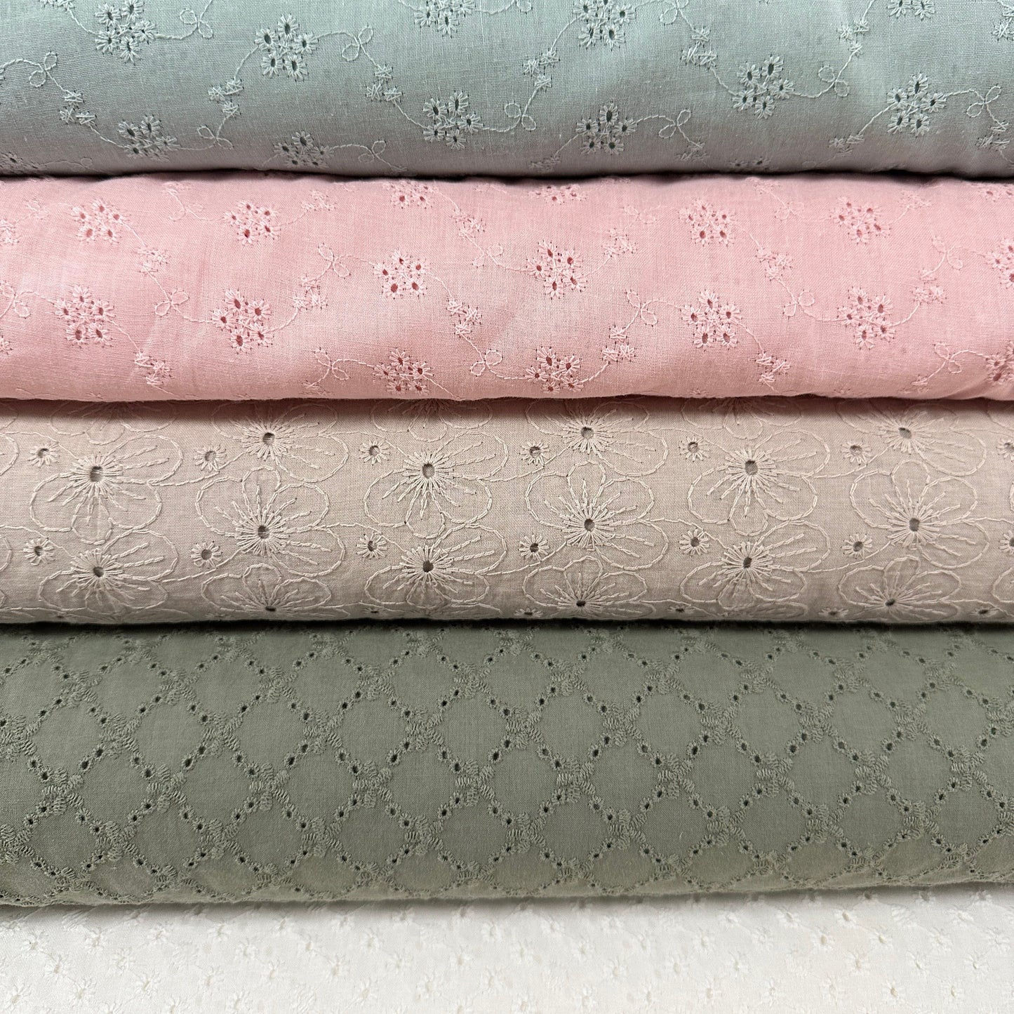 Embroidered Eyelet Cotton Voile - Flower Vines - Baby Pink