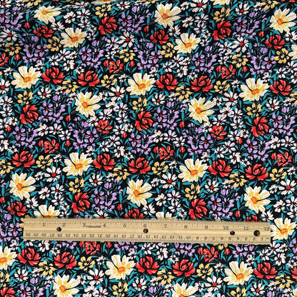 Red & Yellow Floral - Viscose Rayon Challis