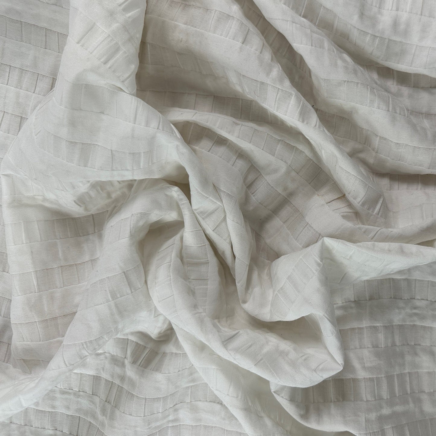Pleated Stripe Cotton on Organza Base - Off White - Film Studio Deadstock