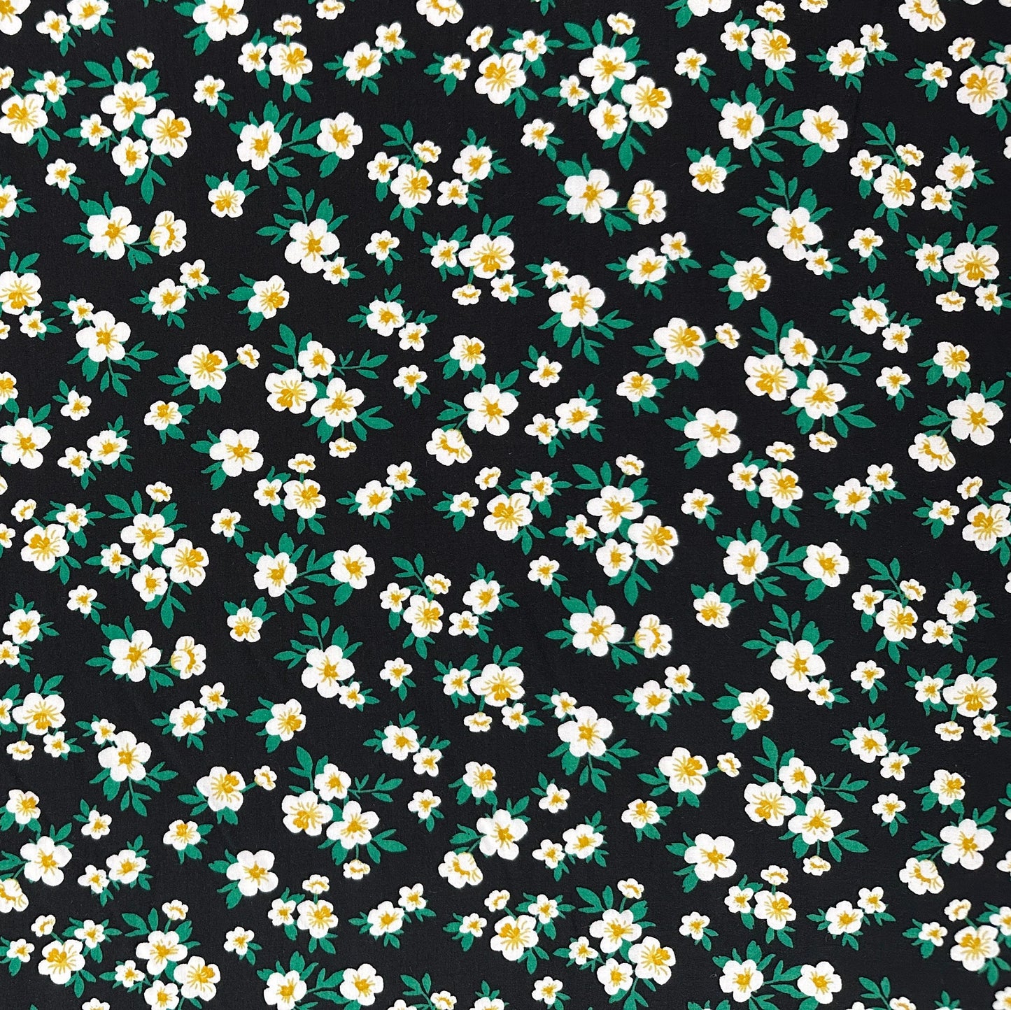 Black and Yellow Floral - Rayon Poplin