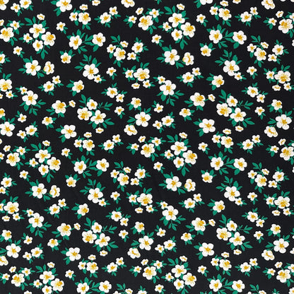 Black and Yellow Floral - Rayon Poplin