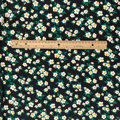 Black and Yellow Floral - Rayon Poplin