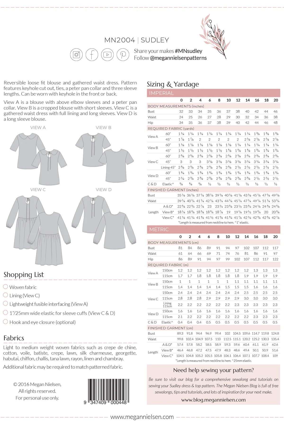 Sudley Dress & Blouse Pattern