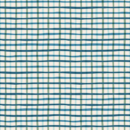 Retro Plaid - Blue & Green - Camp Canine - GOTS Organic Cotton
