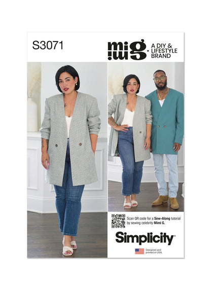 Simplicity -  Unisex Blazer by Mimi G Style - XS - XXL