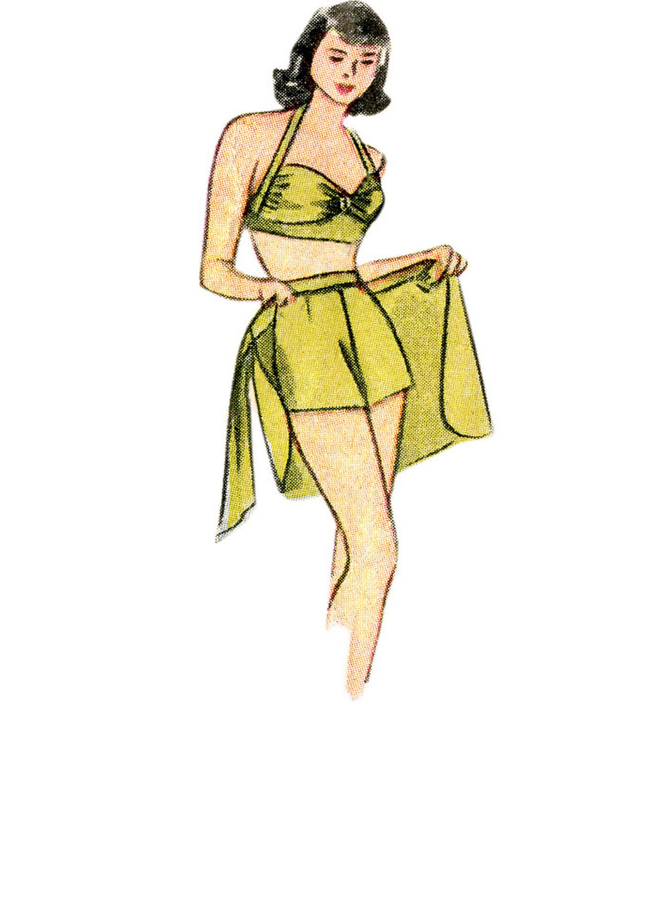 Simplicity - 1940s Misses' Vintage Bikini Top, Shorts, Wrap, Skirt and Coat