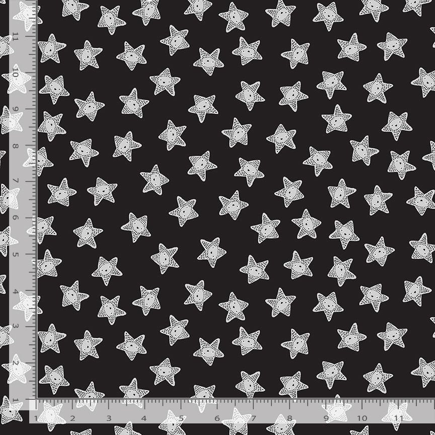 Starfish - Black - Reef Life by Wee Gallery - Cotton Fabric