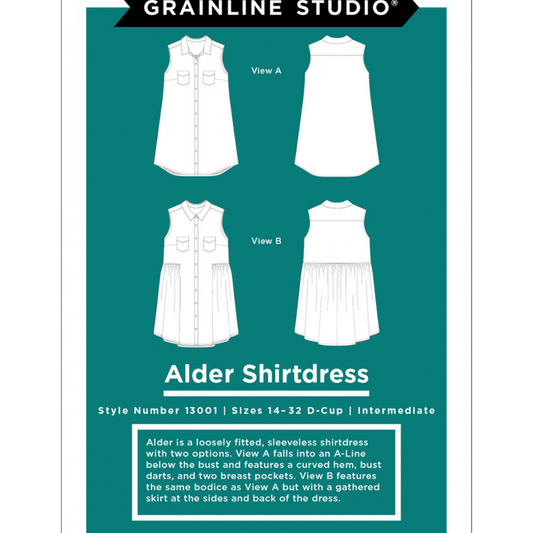 Alder Shirtdress Pattern - Grainline Studio 14 - 32