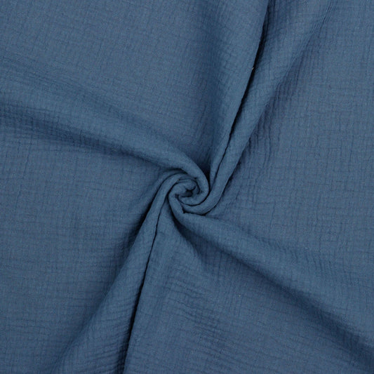 13" Remnant - Double Gauze Fabric - Indigo Blue -  OEKO-TEX 100