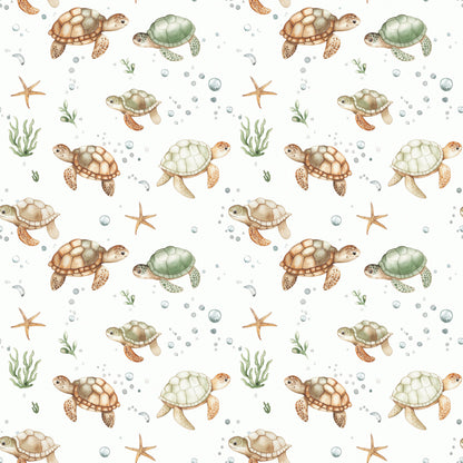 Digitally Printed Cotton Jersey Knit - Sea Turtles