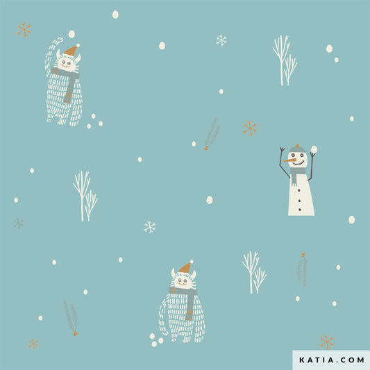 Yeti & Snowman - Cotton Poplin