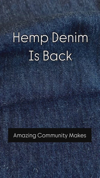 Light Weight Hemp Organic Cotton Denim Fabric - Indigo Dyed Medium Dark Blue