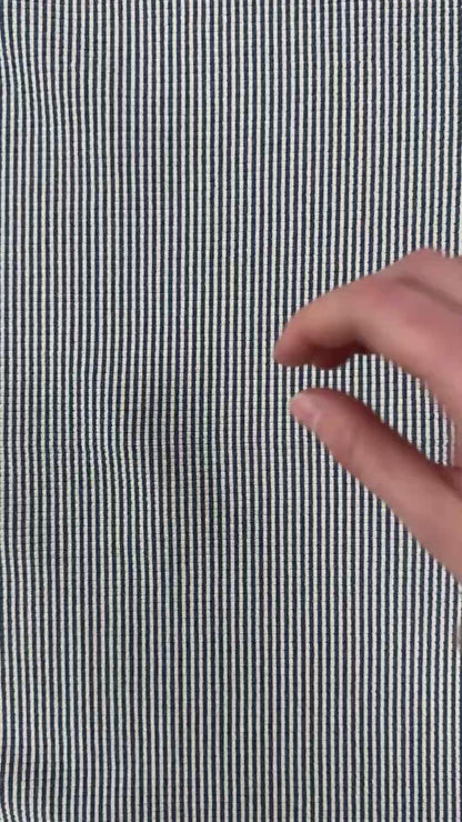 39" Remnant - Knit Cotton - Navy & Ivory Stripe - Film Studio Deadstock