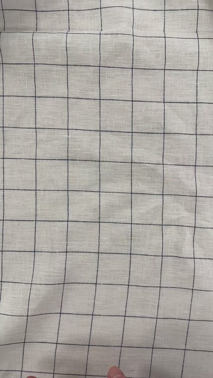 Mistral Yarn Dyed Linen Check - White & Ink