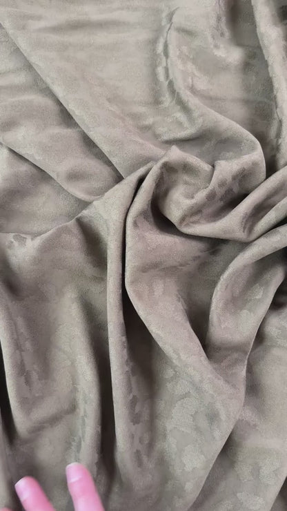 Viscose Rayon Jacquard  - Subtle Leopard Emboss - Olive