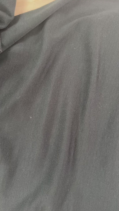 22" Remnant - Rayon Polyester Rib Knit - Black - Deadstock
