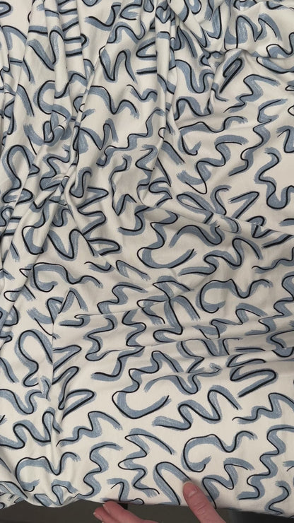 Squiggles - Denim - Bamboo Cotton French Terry