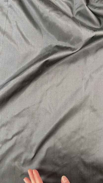 Silk Dupioni - Charcoal Grey - Designer Deadstock