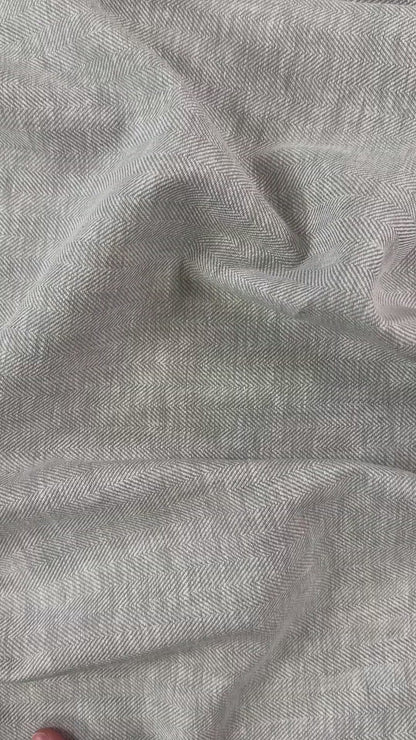 Yarn Dyed Linen Cotton Herringbone - Light Grey