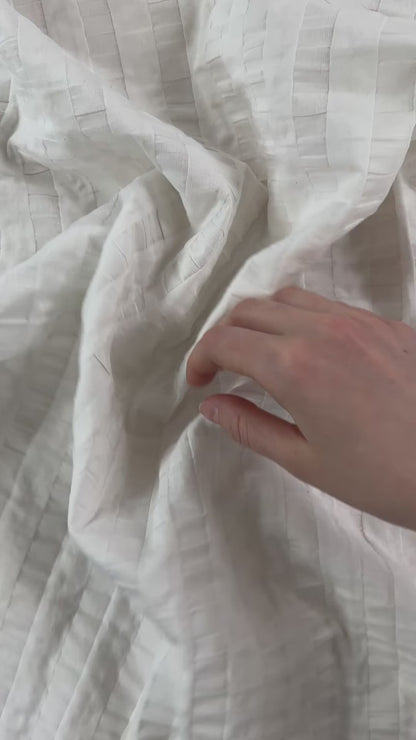 Pleated Stripe Cotton on Organza Base - Off White - Film Studio Deadstock
