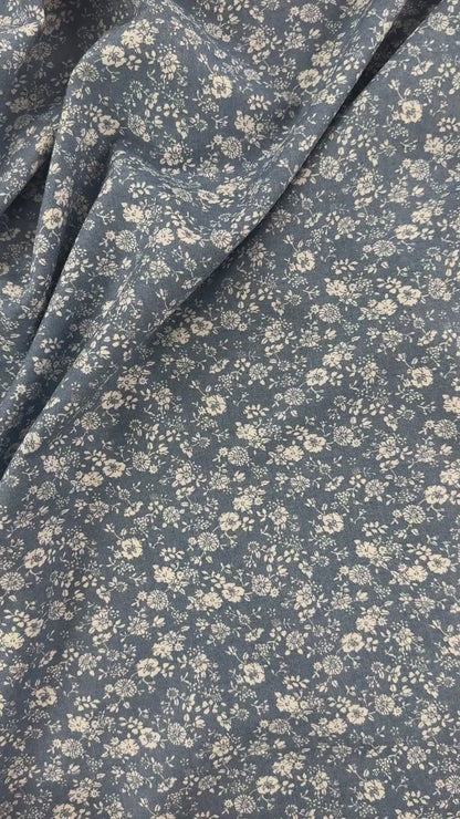 30" Remnant - Cotton Denim Print - Ditsy Floral