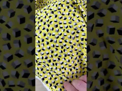 Stretch Cotton - Yellow Geometric Cubes - Film Studio Deadstock
