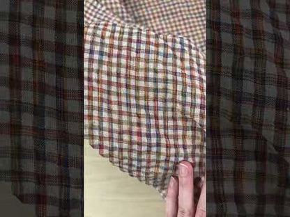 Yarn Dyed Cotton Linen Seersucker - Red & Mustard Plaid
