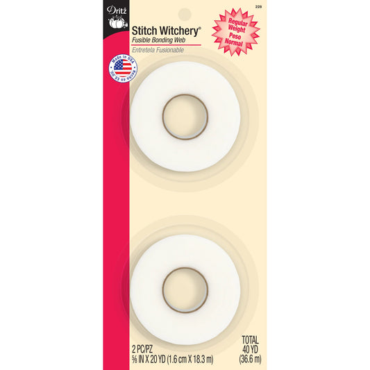 Dritz - 5/8" Stitch Witchery Fusible Bonding Web, Regular Weight, White, 20 yd (2 pc)