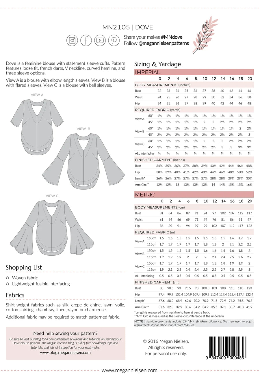 Dove blouse pattern