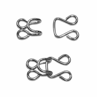 Large Hooks & Eyes Silver - 9mm (3⁄8″) - 2 sets