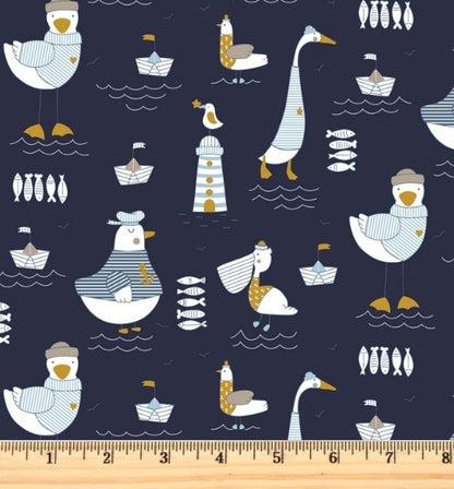 Maritime - A Day at the Beach - Navy - Cotton Poplin