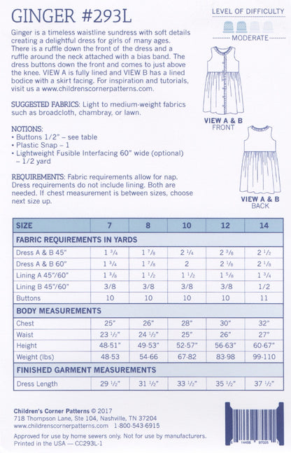 Children's Corner - Ginger Dress - Sizes 6 month to 6 years