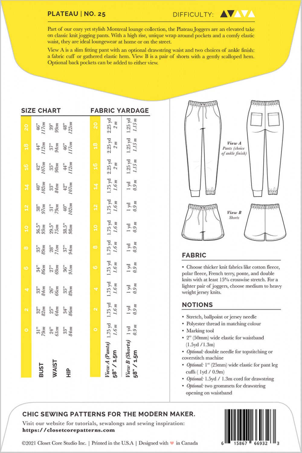 Plateau Joggers - By Closet Core Patterns