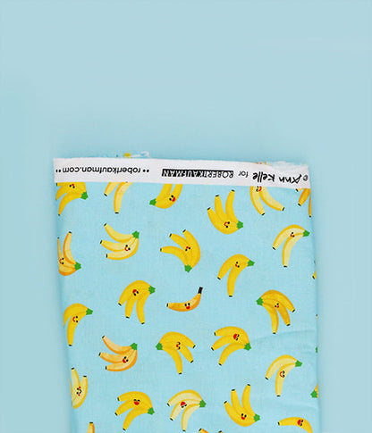 Bananas - Blue - Ann Kelle  - Digital Print - Cotton Fabric