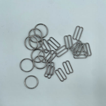 Nickel Rings and Sliders for 20mm Bra Elastic - per Pair