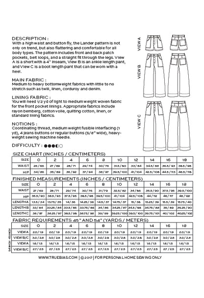 Lander Pants and Shorts - By True Bias Patterns