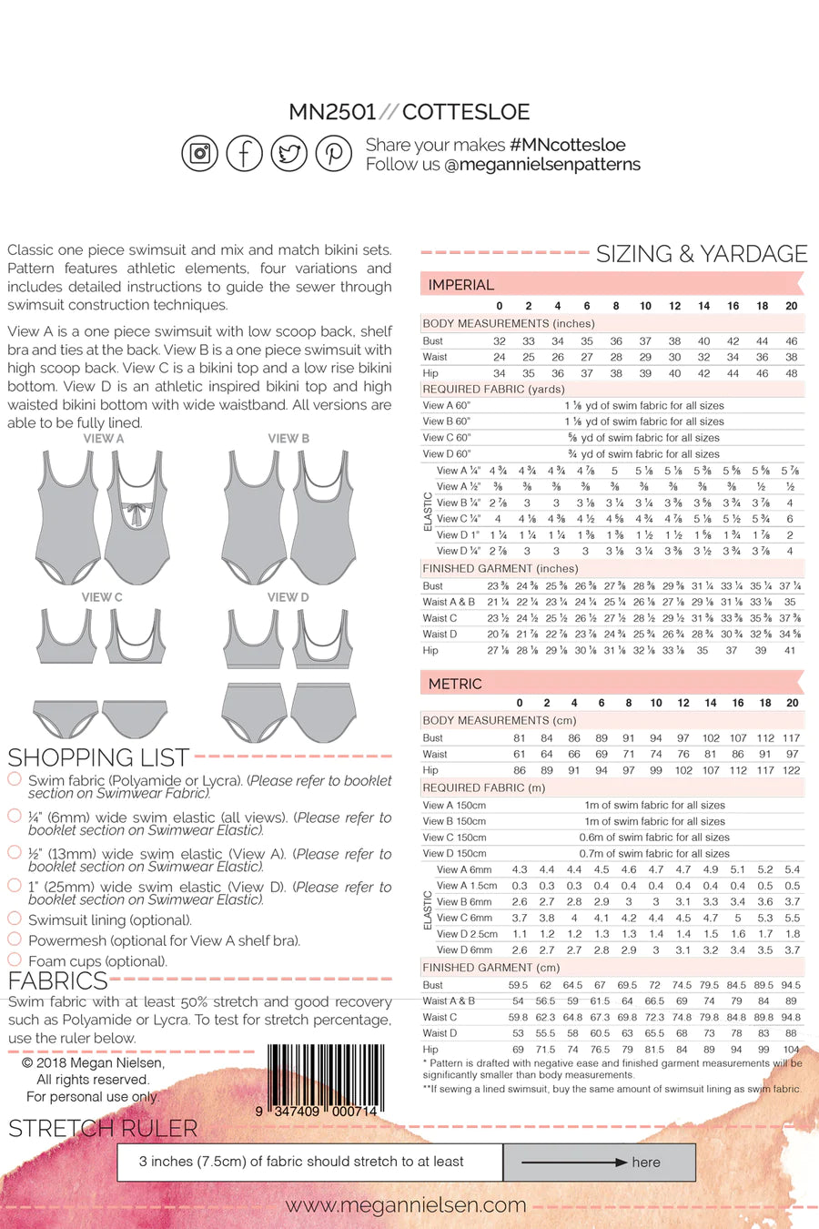 Cottesloe swimsuit pattern