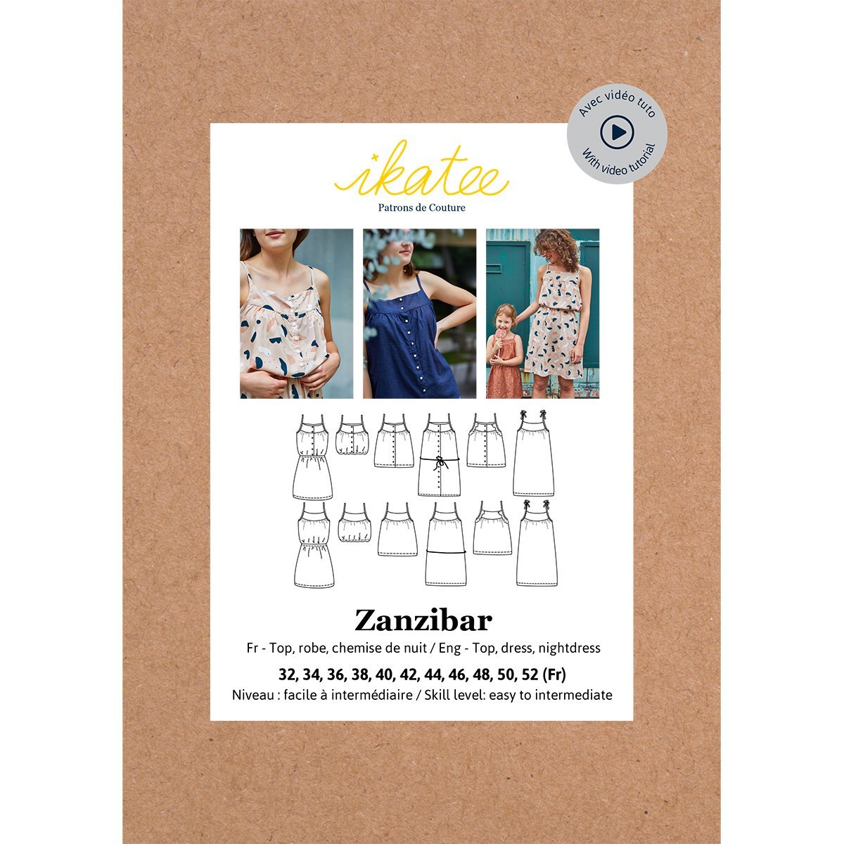 Ikatee - ZANZIBAR Top or Dress - Women 32-52 - Paper Sewing Pattern